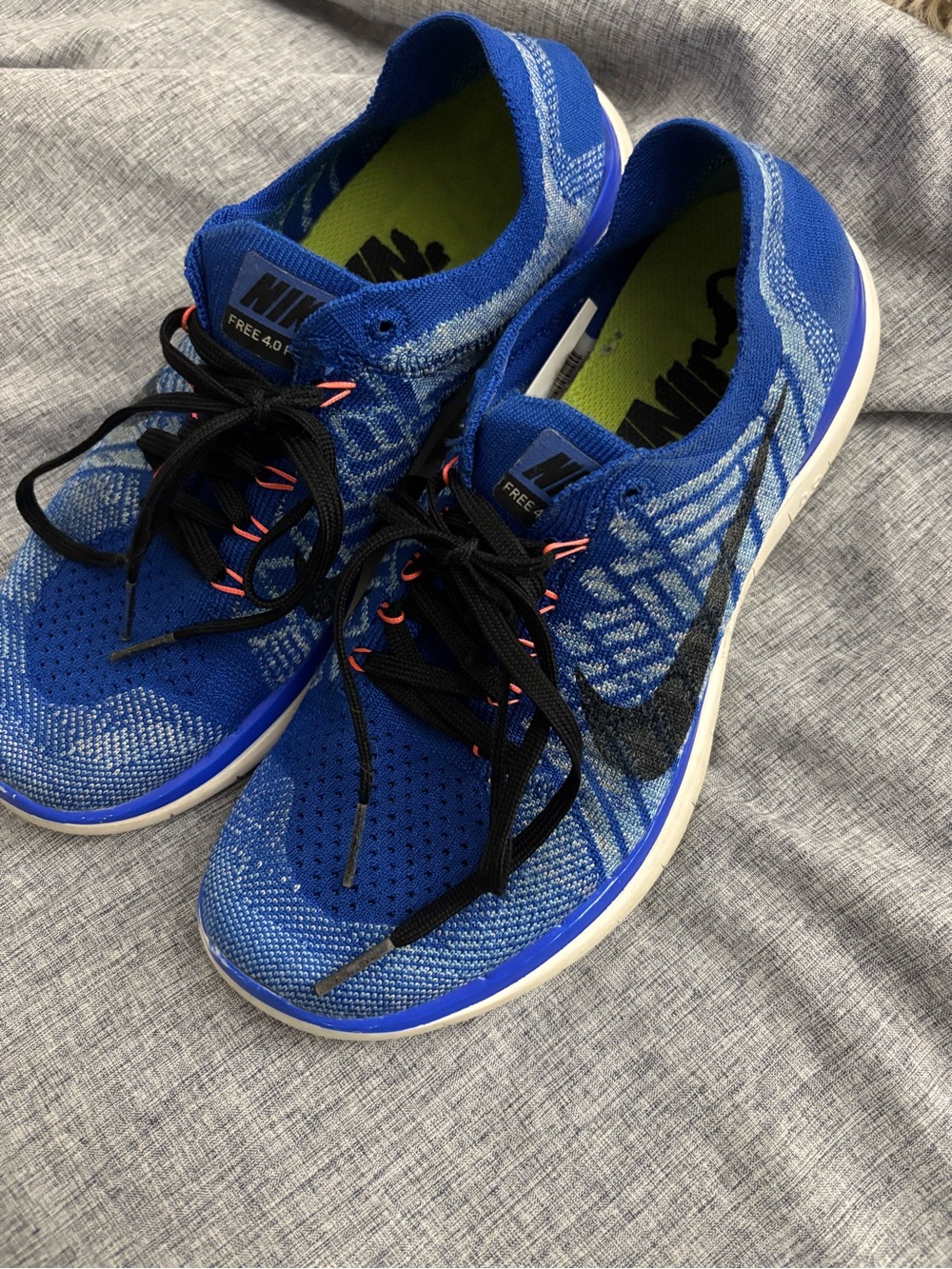 Nike Women’s Free 4.0 Flyknit Running Gym Workout Active Shoes -Royal Blue/Black